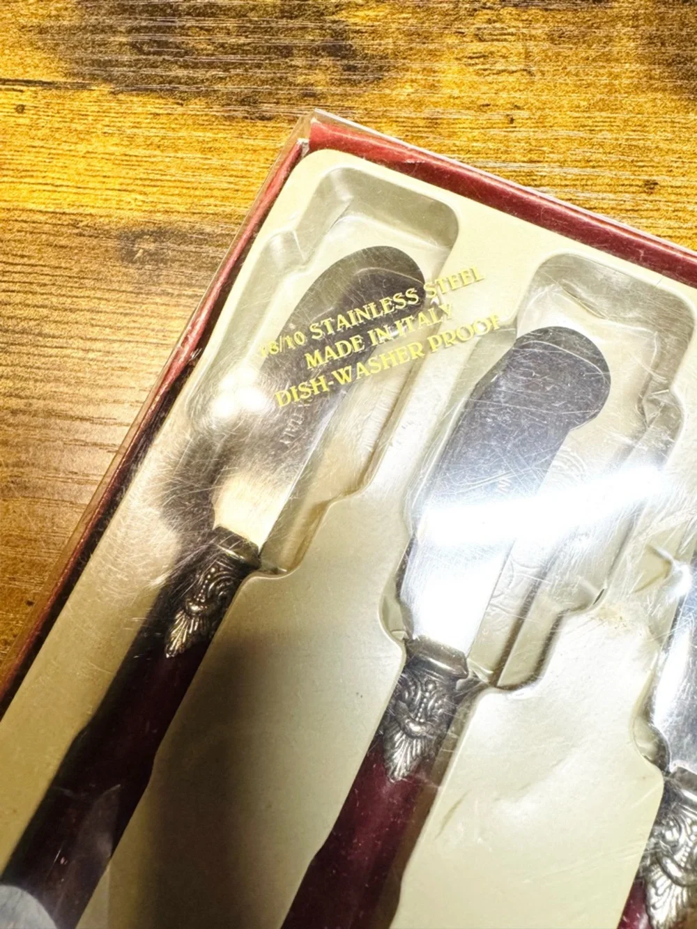 Napoleon 4pc Italian Spreader Knife Set Red Silver Acrylic Charcuterie